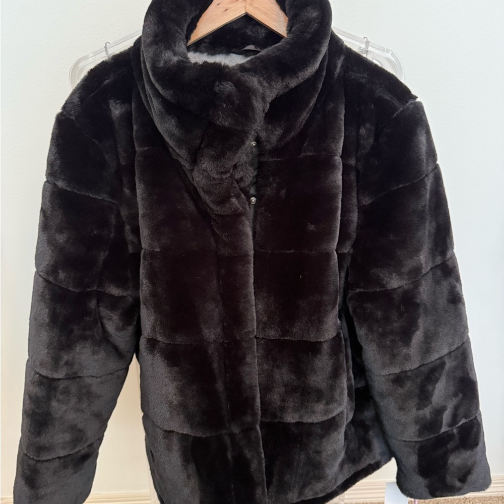 Avec Les Filles Black Faux Fur Coat XL